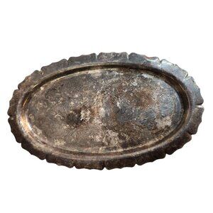 Vintage Art S Co S.P.C 79 Silver-Plated Oval Tray With Scalloped Edge serving tr